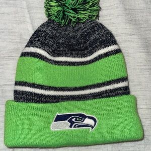 Green and Gray Knit Seahawks Beanie